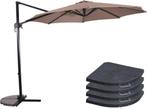 Zweefparasol Libra Taupe Ø300 cm - inclusief 4 parasoltegels, Ophalen of Verzenden, Nieuw