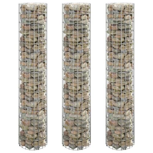 vidaXL Gabion plantenbakken 3 st rond verhoogd Ø30x150 cm, Tuin en Terras, Bloembakken en Plantenbakken, Minder dan 60 cm, Nieuw