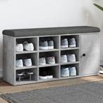 vidaXL Schoenenbank 102x32x50 cm bewerkt hout betongrijs, Verzenden, Nieuw