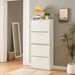 Schoenenkast Sykkylven 4 kleppen wit 134x60x24 cm [en.casa], Verzenden, Nieuw