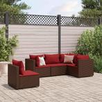 vidaXL 5-delige Loungeset met kussens poly rattan bruin, Verzenden, Nieuw, Rotan, Loungeset