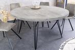 Ronde eettafel SCORPION 120cm grijs massief mangohout zwarte, Ophalen of Verzenden, Nieuw