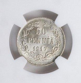 Finland. 50 Pennia 1917 - NGC MS66, Postzegels en Munten, Munten | Europa | Niet-Euromunten
