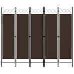vidaXL Kamerscherm met 5 panelen 200x180 cm bruin, Huis en Inrichting, Woonaccessoires | Kamerschermen, Verzenden, Nieuw