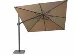 Challenger T2 zweefparasol 300x300 cm taupe met 90 KG voet, Tuin en Terras, Ophalen of Verzenden, Nieuw