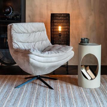 *WOONWINKEL* Dutchbone Vince Ribstof Fauteuil Beige beschikbaar voor biedingen