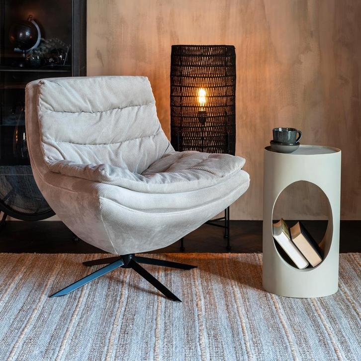 *WOONWINKEL* Dutchbone Vince Ribstof Fauteuil Beige, Huis en Inrichting, Fauteuils, Nieuw, Stof, Verzenden