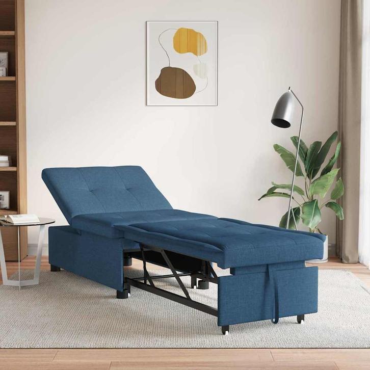 vidaXL Sofa Bed Blauw 194 x 67 x 37 cm Stof, Huis en Inrichting, Banken | Bankstellen, Nieuw, Minder dan 150 cm, Stof, Verzenden