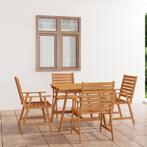vidaXL 5-delige Tuinset massief acaciahout, Tuin en Terras, 4 zitplaatsen, Nieuw, Tuinset, Verzenden