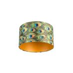 Velours lampenkap pauw dessin 35/35/20 met gouden binnenkant, Nieuw, Minder dan 25 cm, Groen, Modern