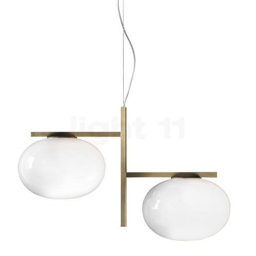 Oluce Alba Hanglamp 2-lichts, messing/opaalglas glanzend, Huis en Inrichting, Lampen | Hanglampen, Nieuw, Verzenden