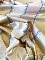 Prestigieus moiré geruit stof in roze, roomgeel en grijs. -