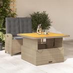 vidaXL 2-delige Tuinset met kussens poly rattan beige, 2 zitplaatsen, Nieuw, Tuinset, Verzenden