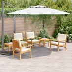 vidaXL 6-delige tuinset met kussens van massief acaciahout, Verzenden, Nieuw, Tuinset
