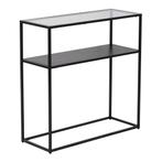 Console tafel Kuhmo sidetable glas 80x80x30 cm zwart [en.cas, Verzenden, Nieuw