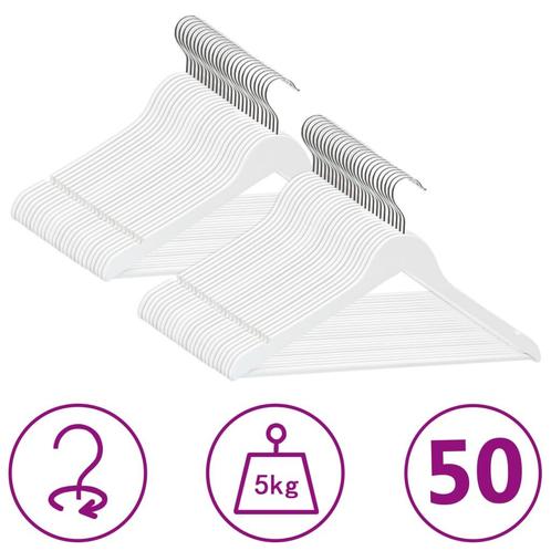 vidaXL 50-delige Kledinghangerset anti-slip hardhout wit, Kleding | Dames, Kledinghangers, Nieuw, Verzenden