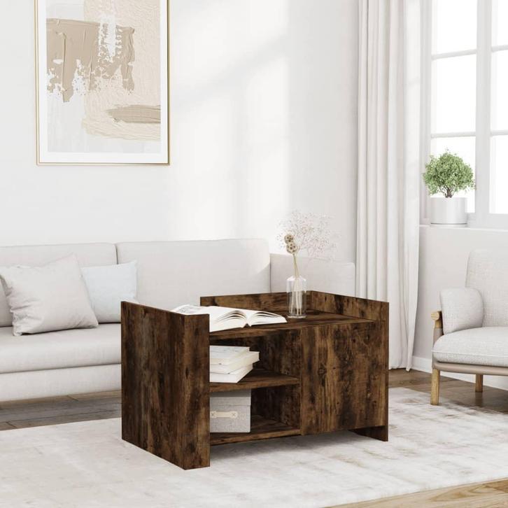 vidaXL Salontafel 80x50x50 cm bewerkt hout gerookt, Huis en Inrichting, Tafels | Salontafels, 50 tot 100 cm, Nieuw, Overige houtsoorten