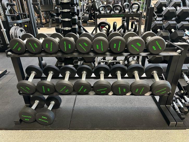Tunturi Pro PU Dumbbellset 2 t/m 12 KG €300, Sport en Fitness, Fitnessapparatuur, Armen, Benen, Borst, Buik, Rug, Nieuw, Overige materialen