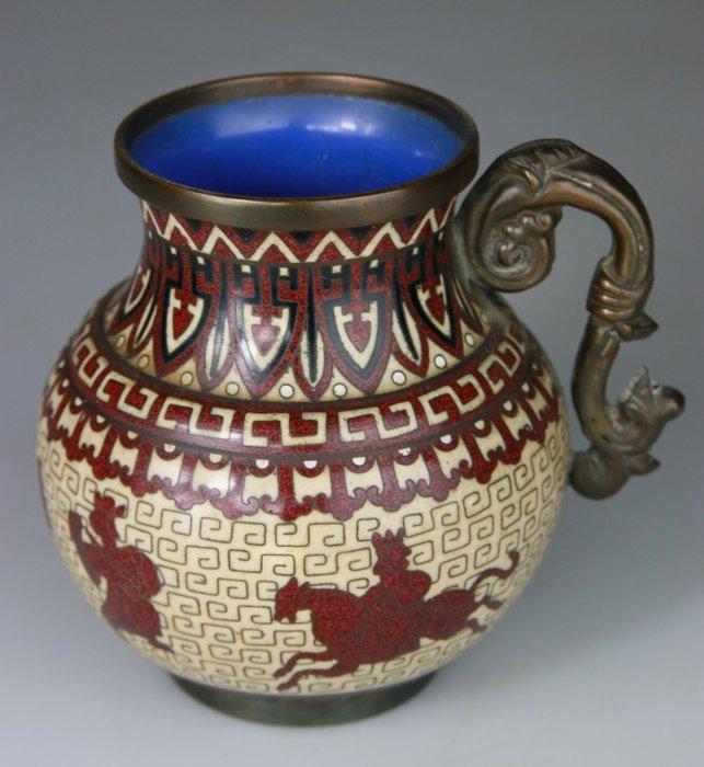 Vaasje en bronzen cloisonné, zeldzame Griekse stijl -, Antiek en Kunst, Antiek | Overige Antiek