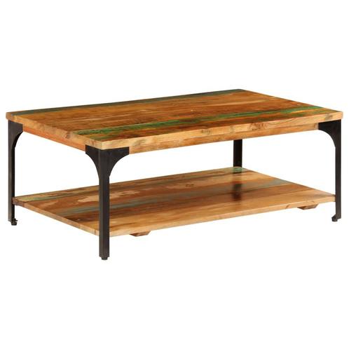 vidaXL Salontafel met schap 100x60x35 cm massief gerecycled, Huis en Inrichting, Tafels | Salontafels, 100 tot 150 cm, Nieuw, Overige houtsoorten