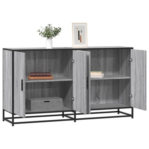vidaXL Dressoir 134x35x76 cm bewerkt hout grijs sonoma, Huis en Inrichting, Kasten | Dressoirs, 25 tot 50 cm, Nieuw, Minder dan 50 cm
