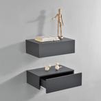 Wandplank met lade set van 2 zwevend 46x30x15 cm donkergrijs, Huis en Inrichting, Woonaccessoires | Wandplanken en Boekenplanken