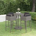 vidaXL 5-delige Tuinbarset met kussens poly rattan grijs, Verzenden, Nieuw, Rotan, 4 zitplaatsen