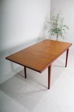 Vintage teak eettafel (uitschuifbaar), Gebruikt, 100 tot 150 cm, Mid century modern, Teakhout