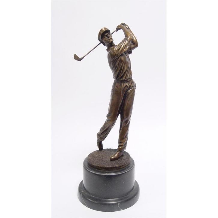 EEN BRONZEN BEELD VAN EEN GOLFER (Beeldjes - Decoratie), Antiek en Kunst, Kunst | Beelden en Houtsnijwerken, Verzenden