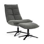 *WOONWINKEL* Eleonora Marcus Fauteuil Met Hocker Antraciet B, Verzenden, Nieuw