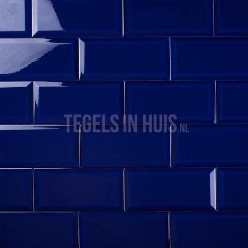 Wandtegel metro 10x20 victorian blue glans oud blauw, Doe-het-zelf en Verbouw, Tegels, Wandtegels, Nieuw, 10 m² of meer, Keramiek