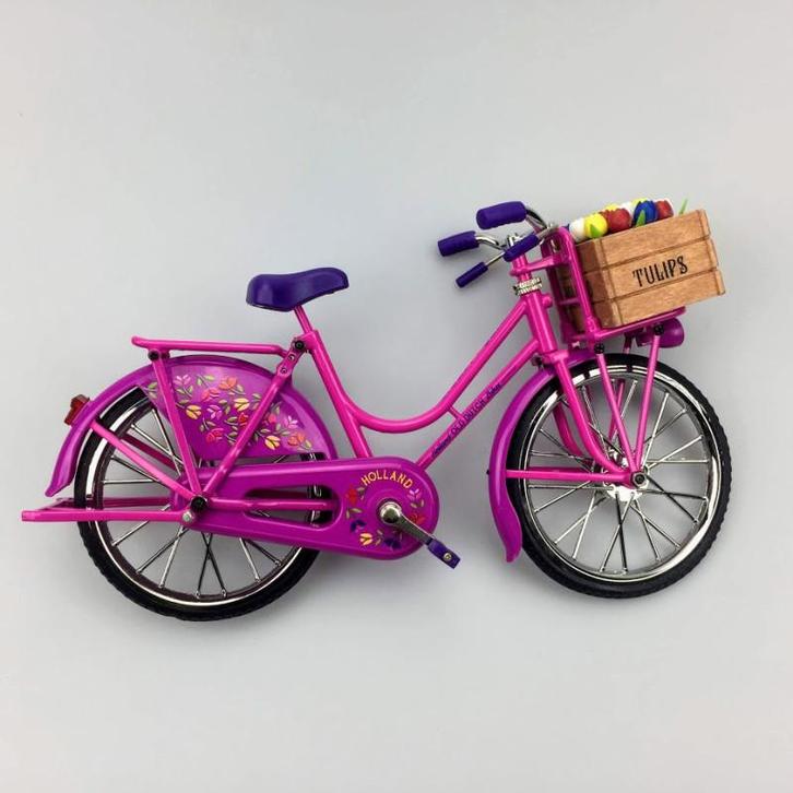 Miniatuur fiets roze met tulpen 23 x 13 cm, Kleding | Heren, Schoenen, Nieuw, Ophalen of Verzenden