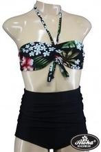 Aloha Beachwear, Bandeau Bikini Black Bottom/ Blossom Top Vi, Kleding | Dames, Badmode en Zwemkleding, Nieuw, Verzenden