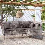 vidaXL Loungebank met kussens L-vormig poly rattan grijs, Tuin en Terras, Verzenden, Nieuw, Rotan, Loungeset