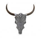 Extravagante wanddecoratie EXOTIC BULL 57cm zilveren, Ophalen of Verzenden, Nieuw