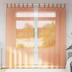 vidaXL Gordijnen voile met lussen 2 st terracotta 140x225 cm, Huis en Inrichting, Verzenden, Nieuw, Bruin