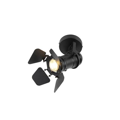 Industriele studiospot zwart GU10 met kleppen - Movie, Huis en Inrichting, Lampen | Spots, Nieuw, Overige materialen