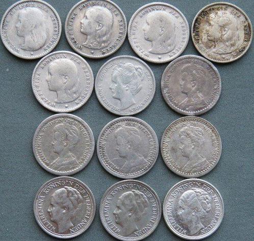 Nederland. Wilhelmina. 10 Cents 1892/1941 (13 stuks) (Zonder, Postzegels en Munten, Munten | Nederland