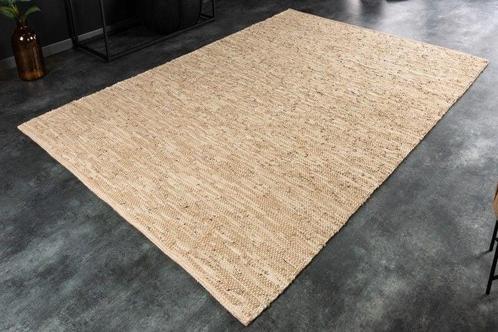 Echt leren tapijt PURE 230x160cm beige van leer en hennep -, Huis en Inrichting, Stoffering | Tapijten en Kleden, Ophalen of Verzenden