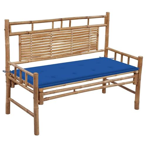 vidaXL Tuinbank met kussen 120 cm bamboe, Tuin en Terras, Tuinbanken, Nieuw, Hout, Verzenden