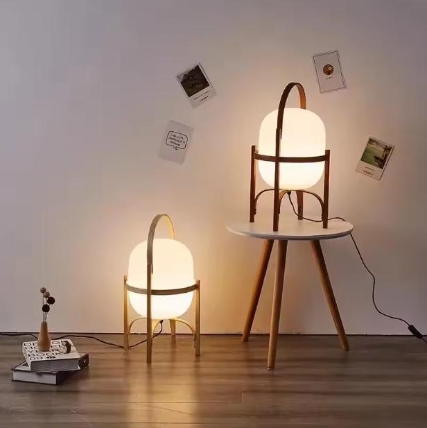 Moderne Houten Vloerlamp – Art Deco Staande Lamp, Huis en Inrichting, Lampen | Vloerlampen, Nieuw, Verzenden