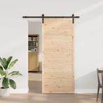 vidaXL Schuifdeur Bruin 80 x 208 cm Massief grenenhout, Doe-het-zelf en Verbouw, Verzenden, Nieuw