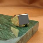 Gouden zegelring met onyx | Heren (herenring, gouden ring), Sieraden, Tassen en Uiterlijk, Ringen, Gebruikt, Overige kleuren, 19 tot 20