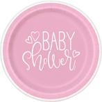 Baby Shower Borden Roze 23cm 8st, Verzenden, Nieuw