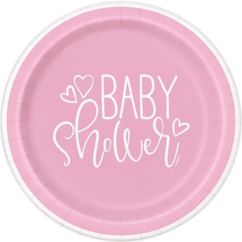 Baby Shower Borden Roze 23cm 8st, Hobby en Vrije tijd, Feestartikelen, Nieuw, Verzenden