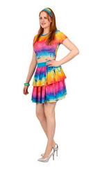 Tropicana Regenboog Rok met Ruches | Toppers Rok - 42, Kleding | Dames, Carnavalskleding en Feestkleding, Verzenden, Nieuw