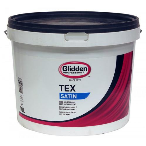 Glidden Tex Satin - Zwart - 5 liter, Doe-het-zelf en Verbouw, Verf, Beits en Lak, Verf, Zwart, Nieuw, 5 tot 10 liter, Ophalen of Verzenden