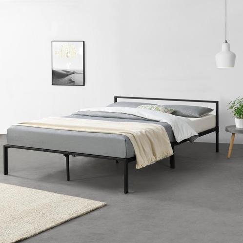 Stalen bed Imatra bedframe met bedbodem 160x200 cm zwart, Huis en Inrichting, Slaapkamer | Bedden, Nieuw, Verzenden