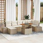vidaXL Tuin Sofa Set met opslag 8 pcs Beige Poly riet, Tuin en Terras, Verzenden, Nieuw, Rotan