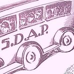 Bus van de SDAP afgebeeld op spotprent (lijst optie), Verzenden